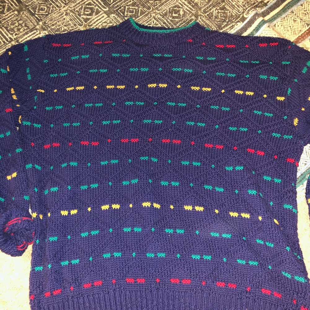 Blue isle of cotton multicolored sweater
